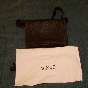 Vince Black Leather Snakeskin Purse